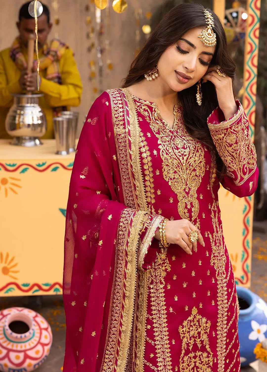 Chamak Damak by Asim Jofa Embroidered Chiffon Unstitched Suit 3 Piece AJ24CD AJCD-21 - Festive Collection