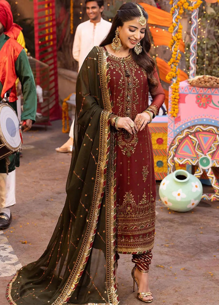 Chamak Damak by Asim Jofa Embroidered Chiffon Unstitched Suit 3 Piece AJ24CD AJCD-22 - Festive Collection