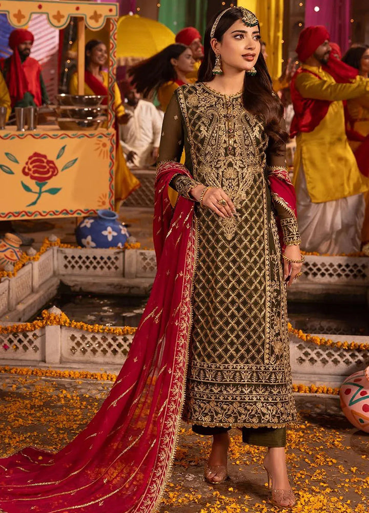 Chamak Damak by Asim Jofa Embroidered Chiffon Unstitched Suit 3 Piece AJ24CD AJCD-27 - Festive Collection