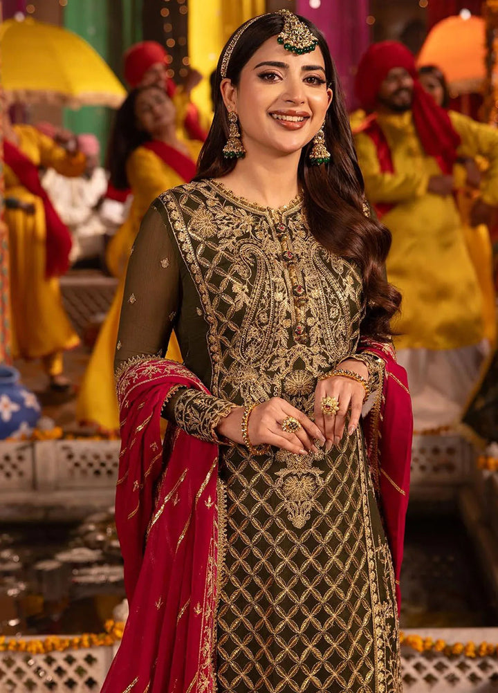 Chamak Damak by Asim Jofa Embroidered Chiffon Unstitched Suit 3 Piece AJ24CD AJCD-27 - Festive Collection