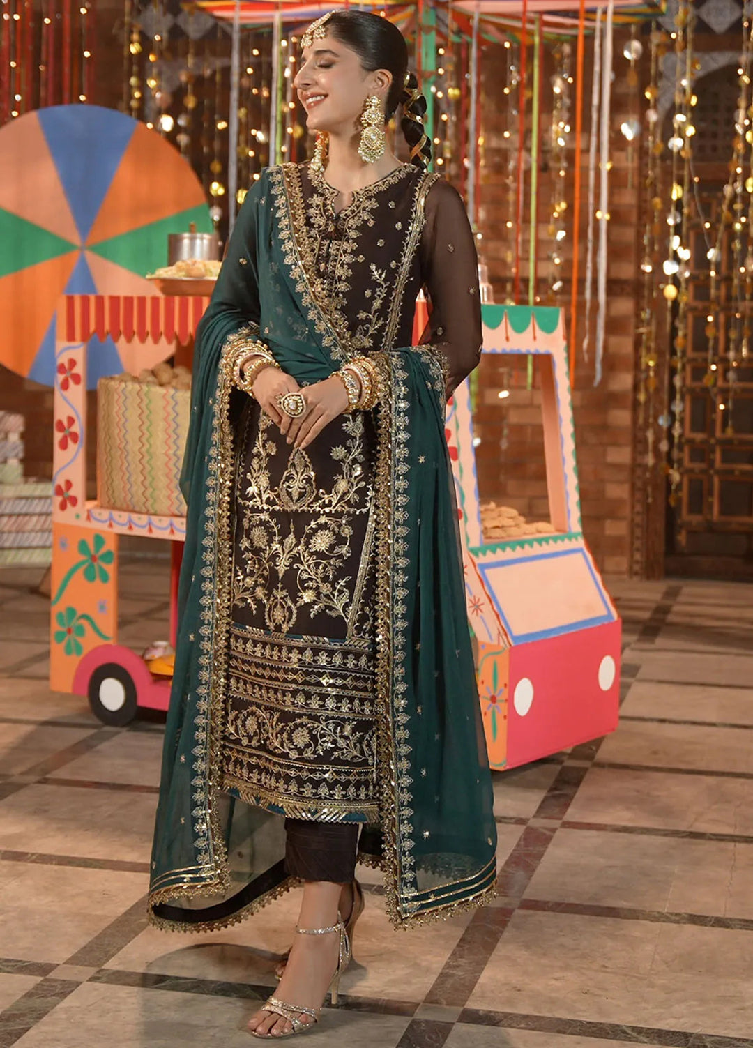 Chamak Damak by Asim Jofa Embroidered Chiffon Unstitched Suit 3 Piece AJ24CD AJCD-29 - Festive Collection