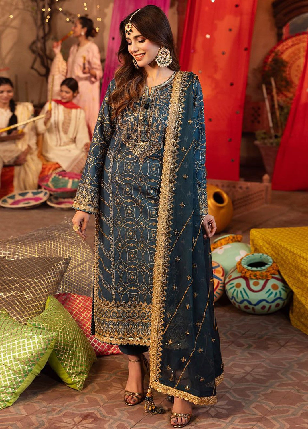 Chamak Damak by Asim Jofa Embroidered Silk Suits Unstitched 3 Piece AJ24CD AJCD-01 - Festive Collection