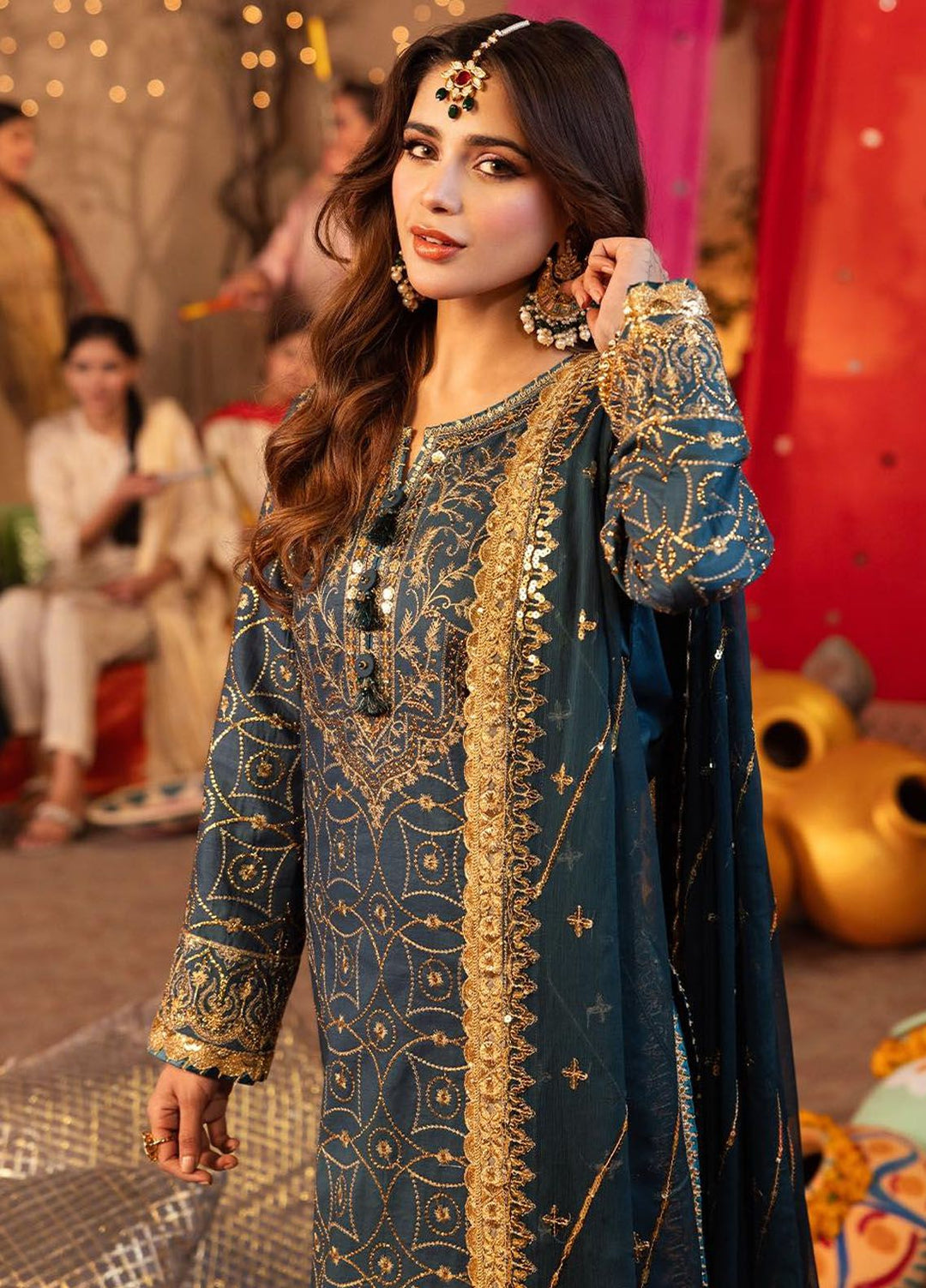 Chamak Damak by Asim Jofa Embroidered Silk Suits Unstitched 3 Piece AJ24CD AJCD-01 - Festive Collection