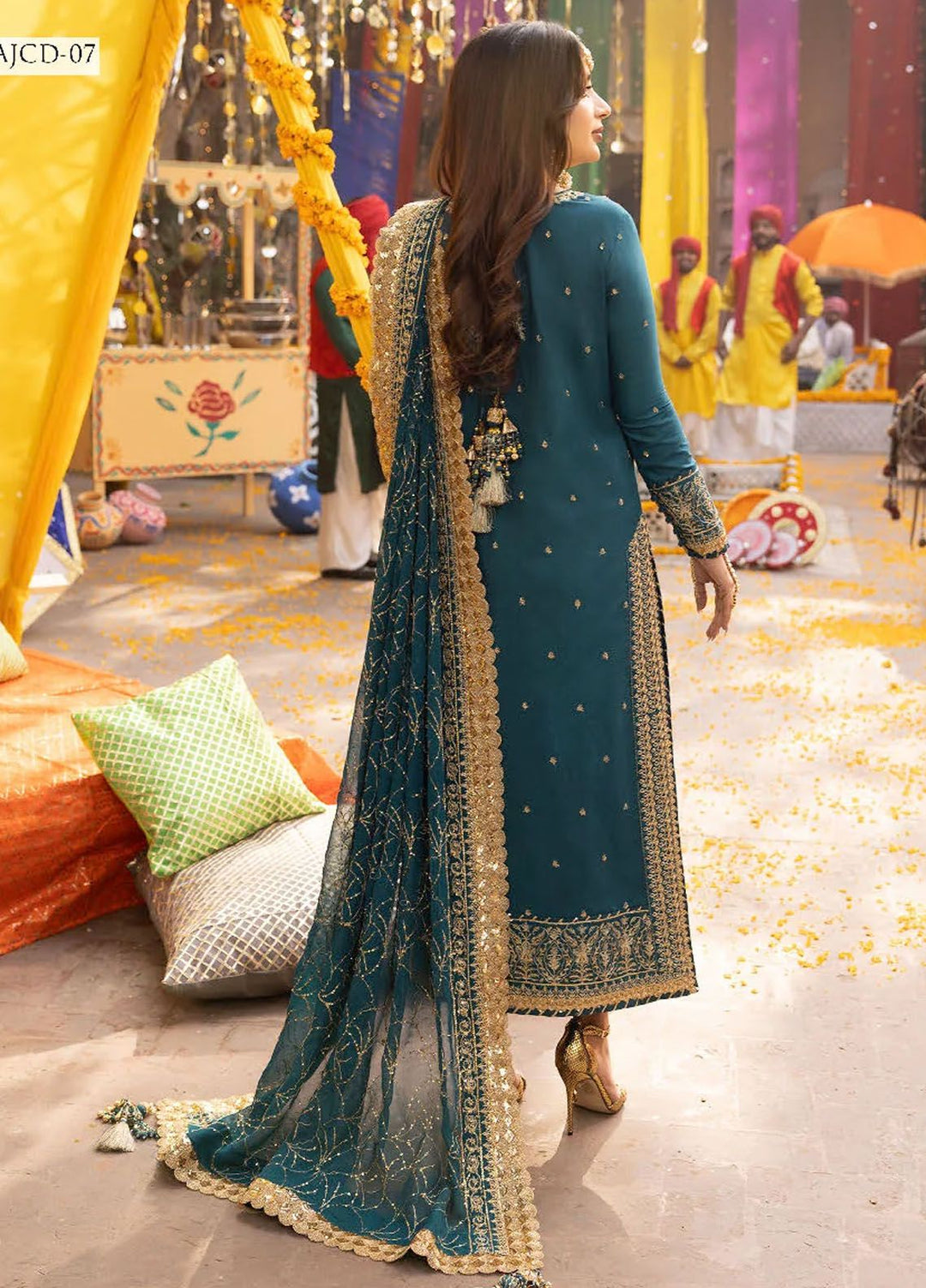 Chamak Damak by Asim Jofa Embroidered Silk Suits Unstitched 3 Piece AJ24CD AJCD-07 - Festive Collection