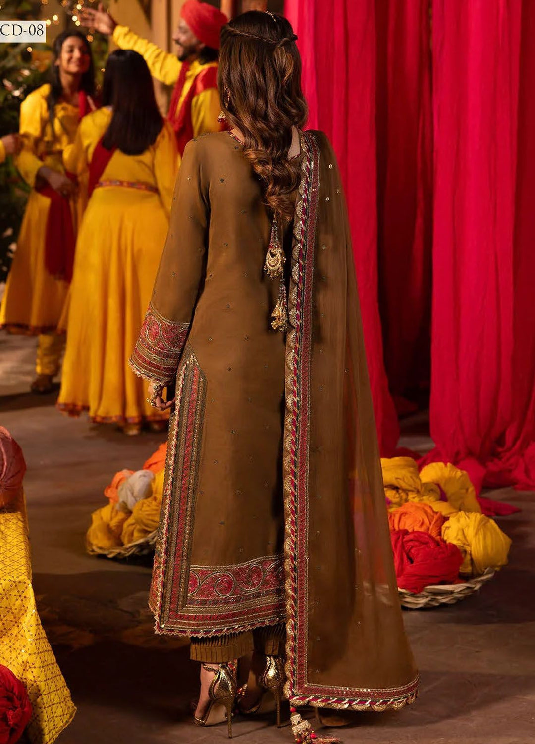 Chamak Damak by Asim Jofa Embroidered Silk Suits Unstitched 3 Piece AJ24CD AJCD-08 - Festive Collection