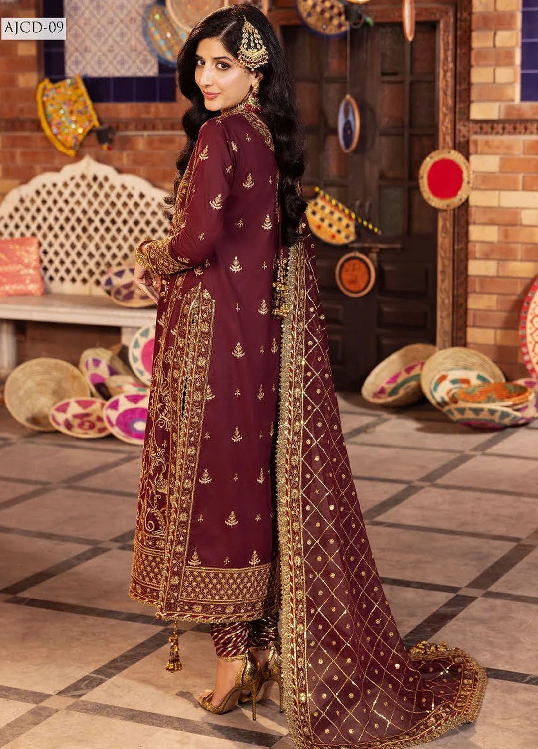 Chamak Damak by Asim Jofa Embroidered Silk Suits Unstitched 3 Piece AJ24CD AJCD-09 - Festive Collection