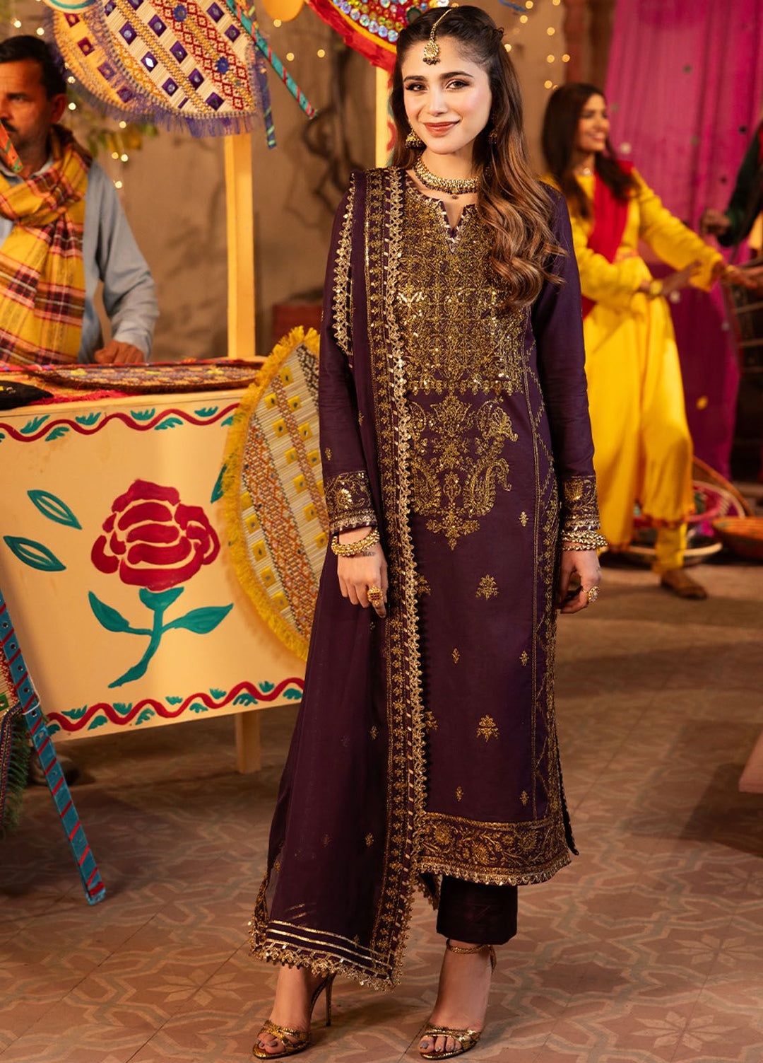 Chamak Damak by Asim Jofa Embroidered Silk Suits Unstitched 3 Piece AJ24CD AJCD-23 - Festive Collection