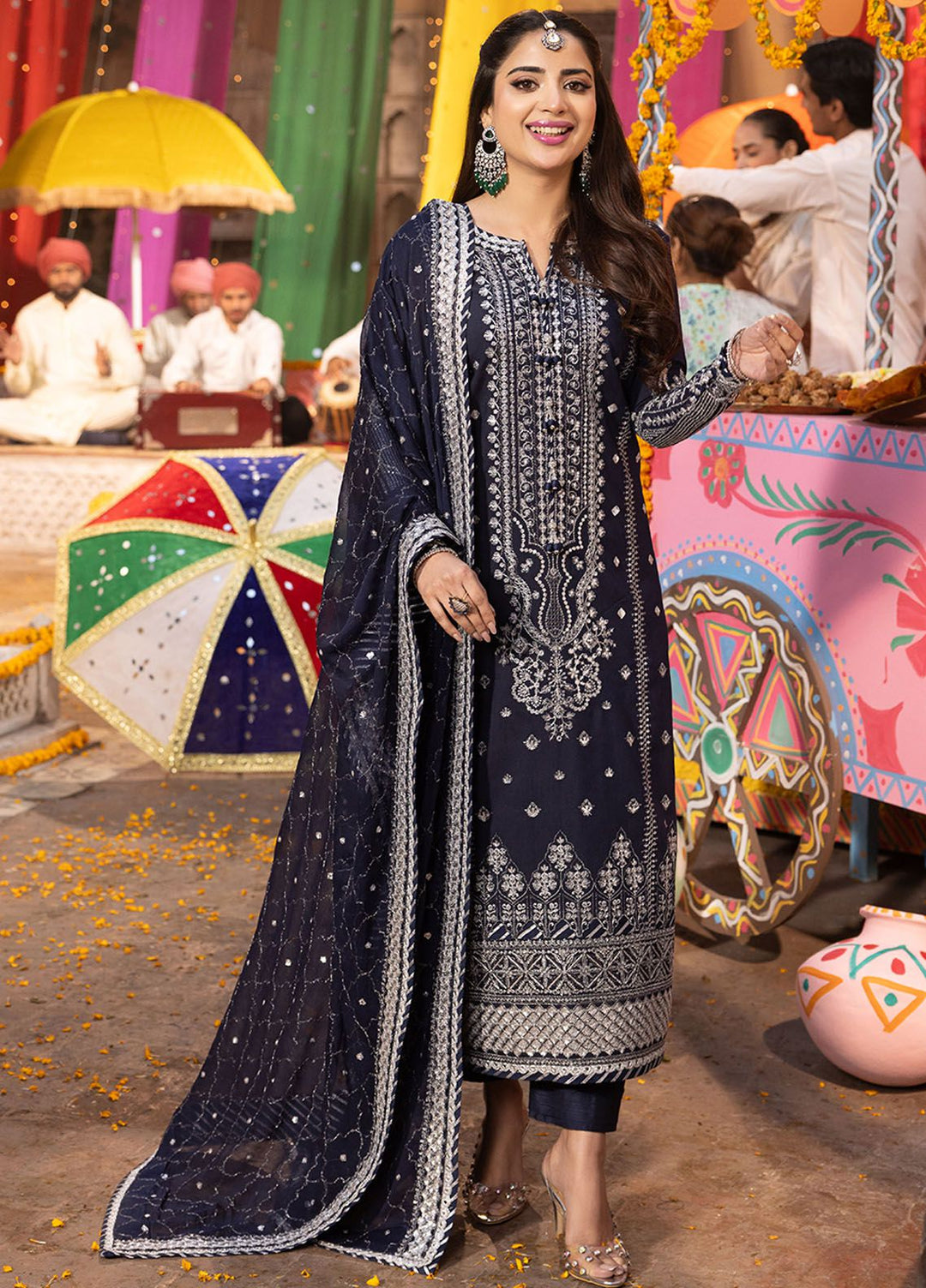 Chamak Damak by Asim Jofa Embroidered Silk Suits Unstitched 3 Piece AJ24CD AJCD-24 - Festive Collection