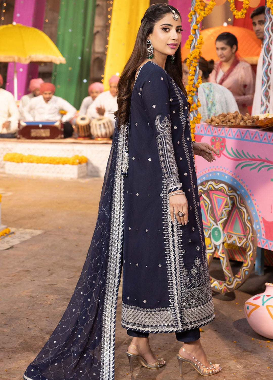 Chamak Damak by Asim Jofa Embroidered Silk Suits Unstitched 3 Piece AJ24CD AJCD-24 - Festive Collection