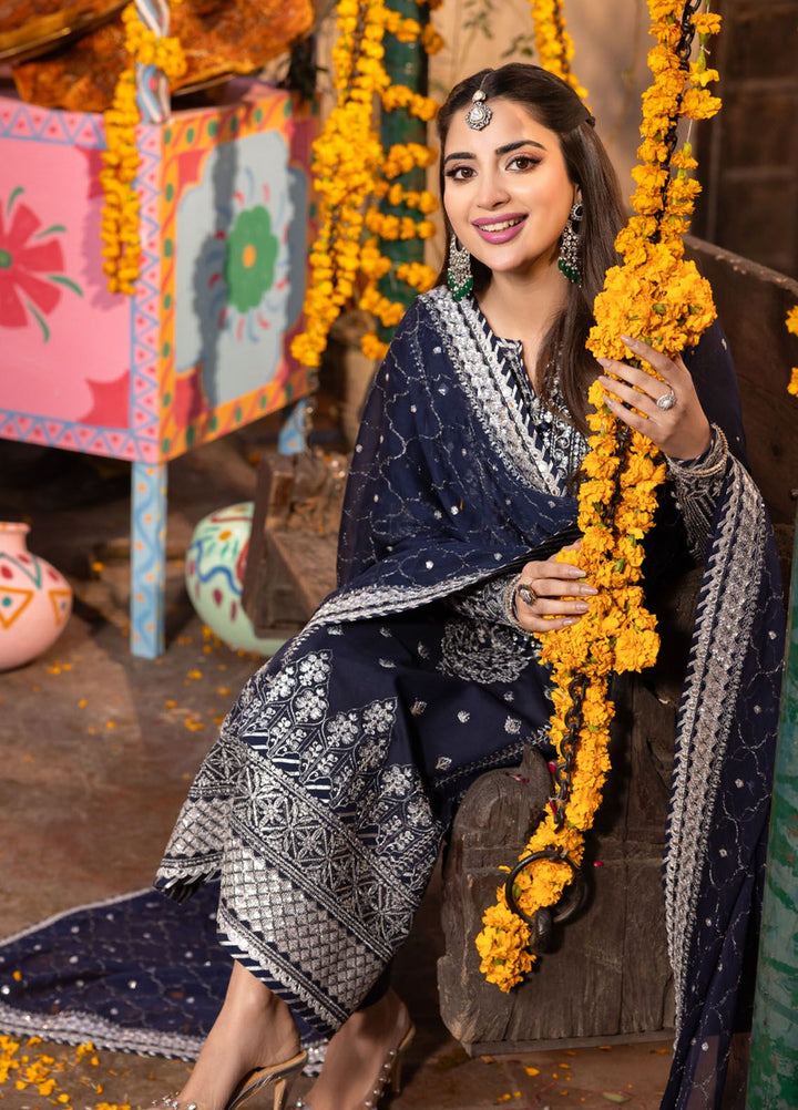 Chamak Damak by Asim Jofa Embroidered Silk Suits Unstitched 3 Piece AJ24CD AJCD-24 - Festive Collection