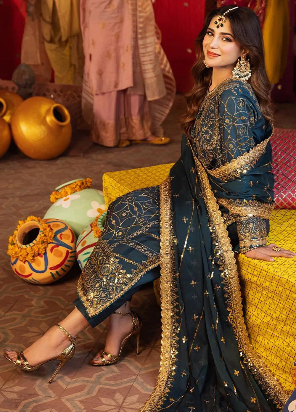 Chamak Damak by Asim Jofa Embroidered Silk Unstitched Suit 3 Piece AJ24CD AJCD-01 - Festive Collection