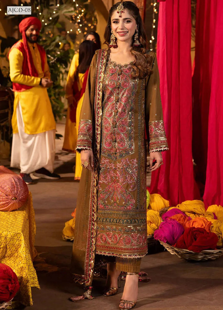 Chamak Damak by Asim Jofa Embroidered Silk Unstitched Suit 3 Piece AJ24CD AJCD-08 - Festive Collection