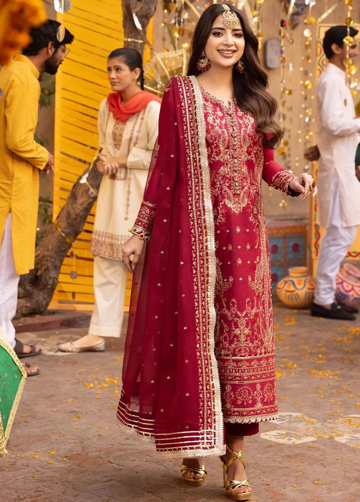 Chamak Damak by Asim Jofa Embroidered Silk Unstitched Suit 3 Piece AJ24CD AJCD-25 - Festive Collection