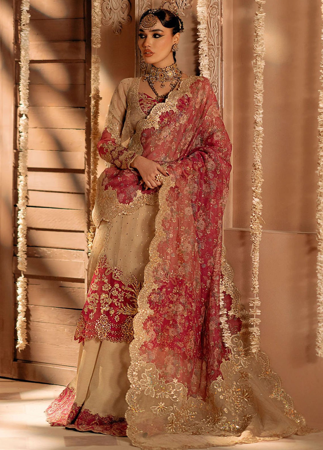 Chamak Dhamak by Fozia Khalid Pret Embelished Organza 4 Piece Suit FK-9002 Roka