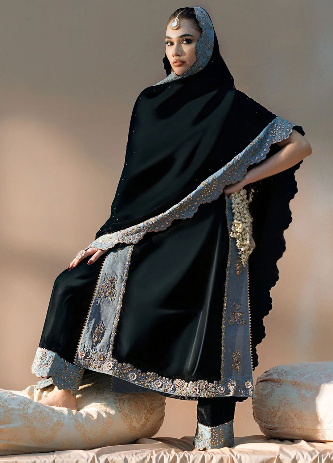 Chamak Dhamak by Fozia Khalid Pret Embelished Sheesha Silk 4 Piece Suit FK-9007 Heer