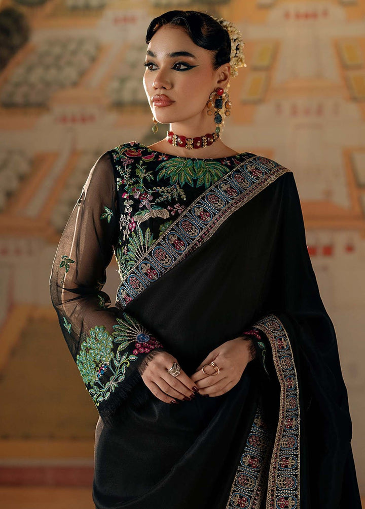 Chamak Dhamak by Fozia Khalid Pret Embelished Silk Saree FK-9006 Sangeet