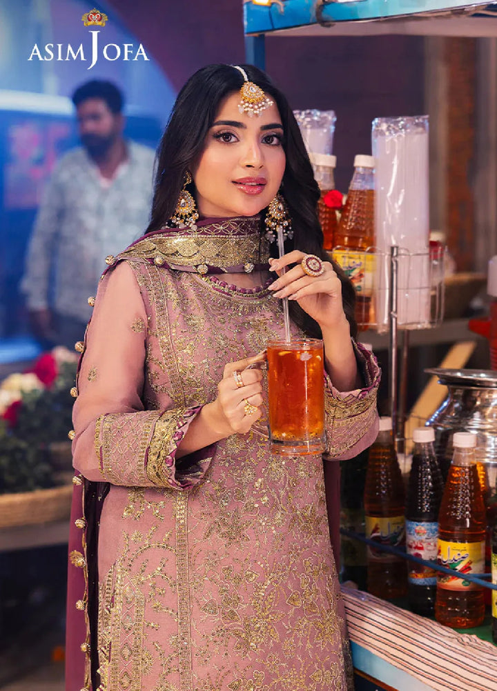 Chamkeeli By Asim Jofa Embroidered Chiffon Suit Unstitched 3 Piece AJ24CF AJKK-04 - Festive Collection