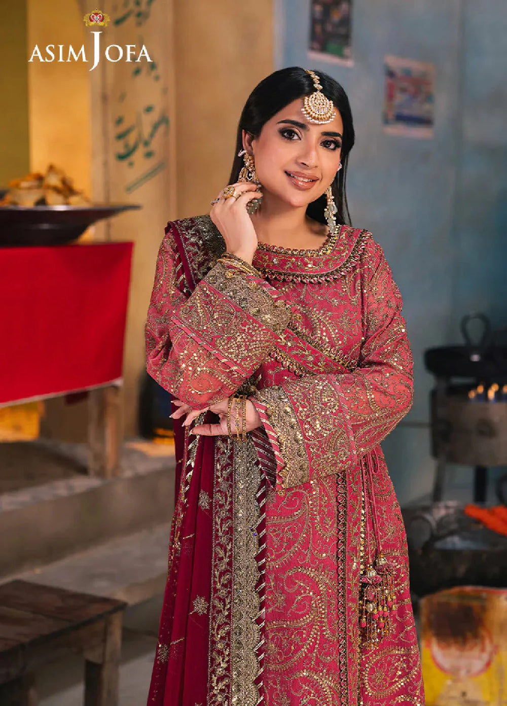 Chamkeeli By Asim Jofa Embroidered Chiffon Suit Unstitched 3 Piece AJ24CF AJKK-05 - Festive Collection