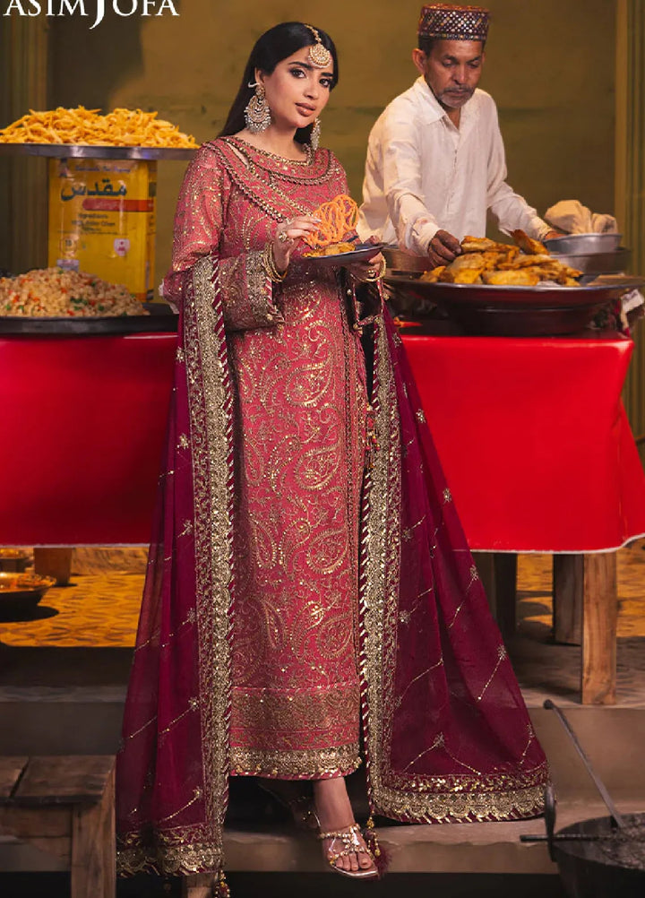 Chamkeeli By Asim Jofa Embroidered Chiffon Suit Unstitched 3 Piece AJ24CF AJKK-05 - Festive Collection