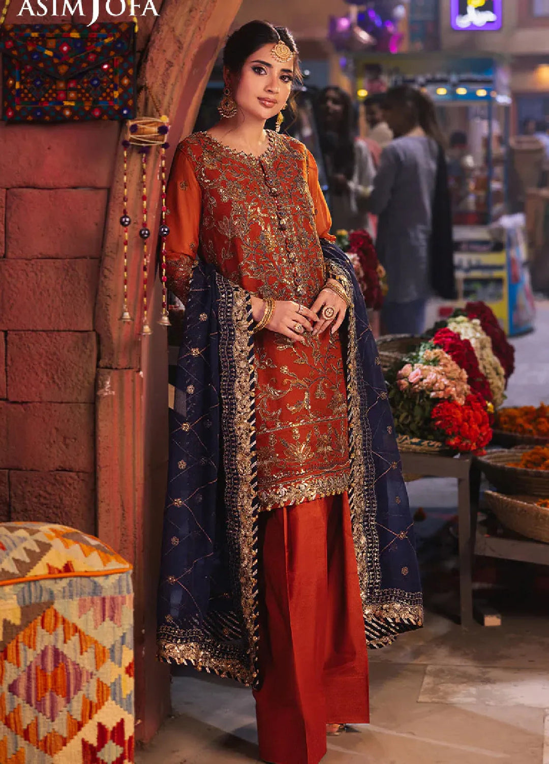 Chamkeeli By Asim Jofa Embroidered Chiffon Suit Unstitched 3 Piece AJ24CF AJKK-10 - Festive Collection