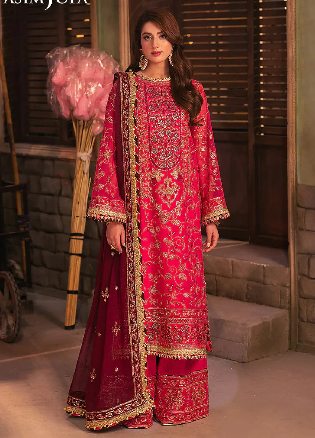 Chamkeeli By Asim Jofa Embroidered Chiffon Suit Unstitched 3 Piece AJ24CF AJKK-11 - Festive Collection