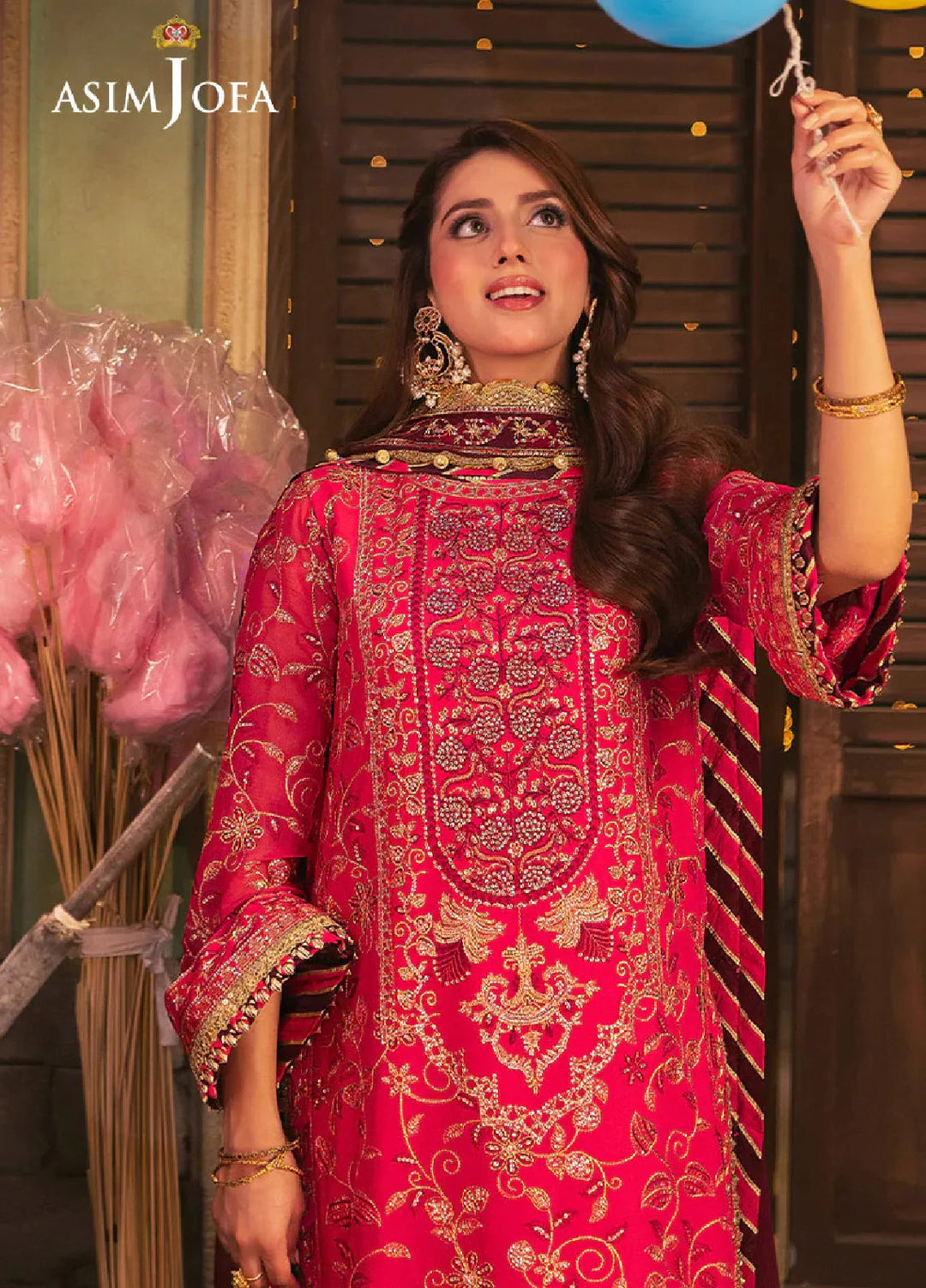 Chamkeeli By Asim Jofa Embroidered Chiffon Suit Unstitched 3 Piece AJ24CF AJKK-11 - Festive Collection