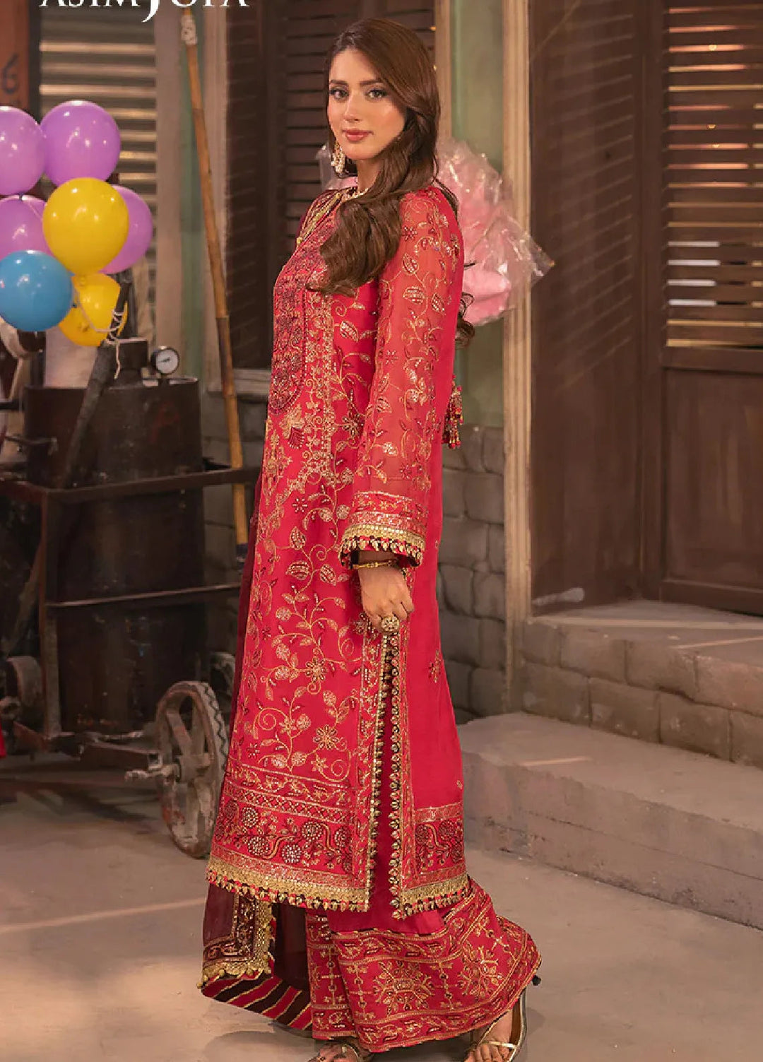 Chamkeeli By Asim Jofa Embroidered Chiffon Suit Unstitched 3 Piece AJ24CF AJKK-11 - Festive Collection