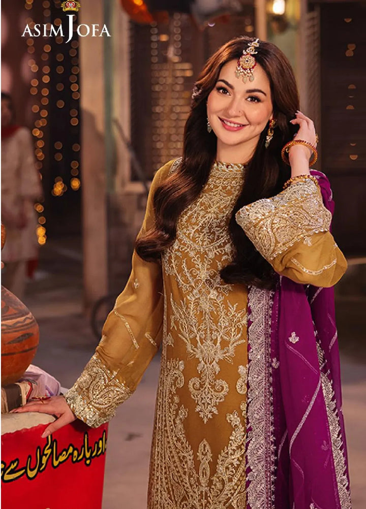 Chamkeeli By Asim Jofa Embroidered Chiffon Suit Unstitched 3 Piece AJ24CF AJKK-12 - Festive Collection
