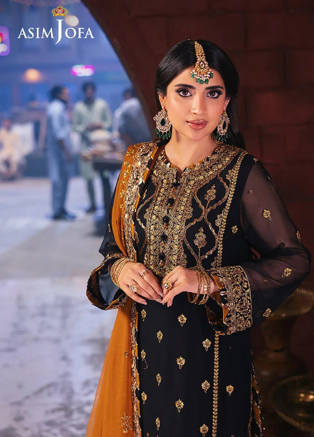 Chamkeeli By Asim Jofa Embroidered Chiffon Suit Unstitched 3 Piece AJ24CF AJKK-15 - Festive Collection