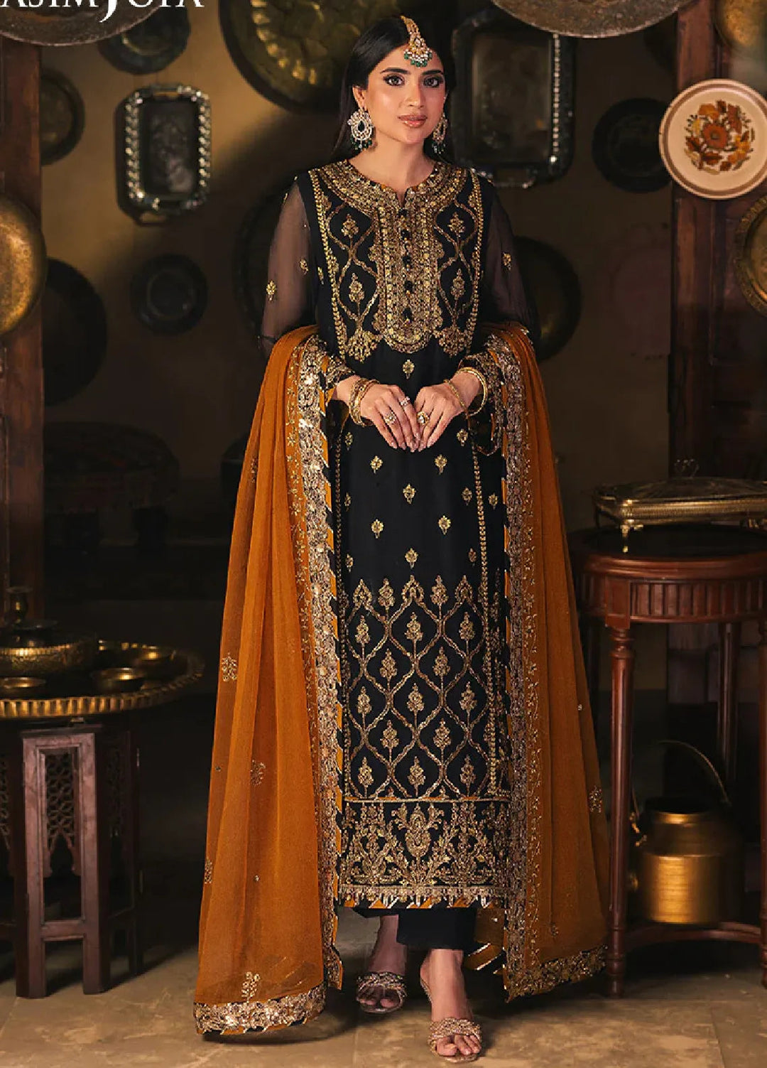 Chamkeeli By Asim Jofa Embroidered Chiffon Suit Unstitched 3 Piece AJ24CF AJKK-15 - Festive Collection