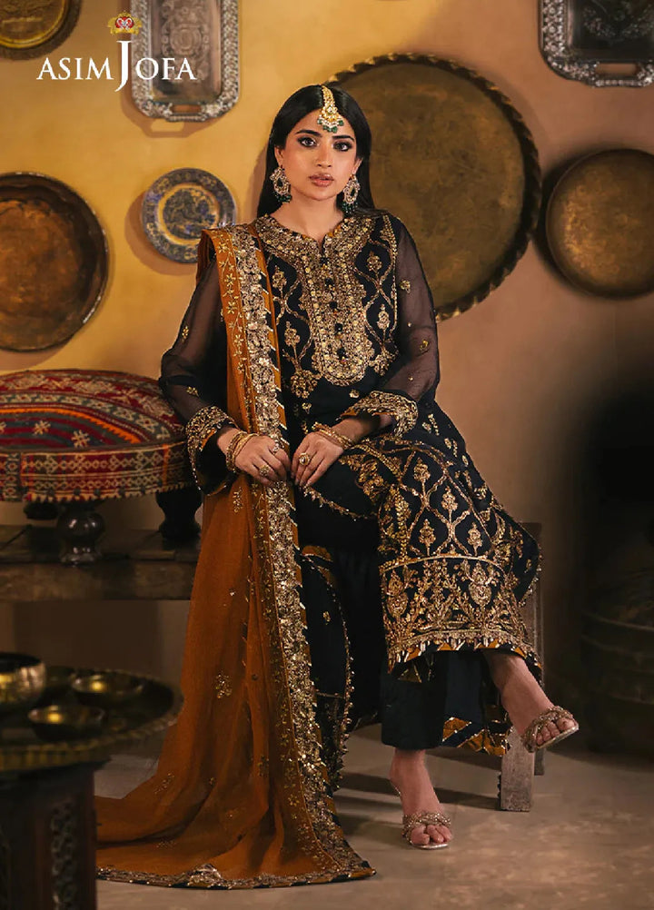 Chamkeeli By Asim Jofa Embroidered Chiffon Suit Unstitched 3 Piece AJ24CF AJKK-15 - Festive Collection