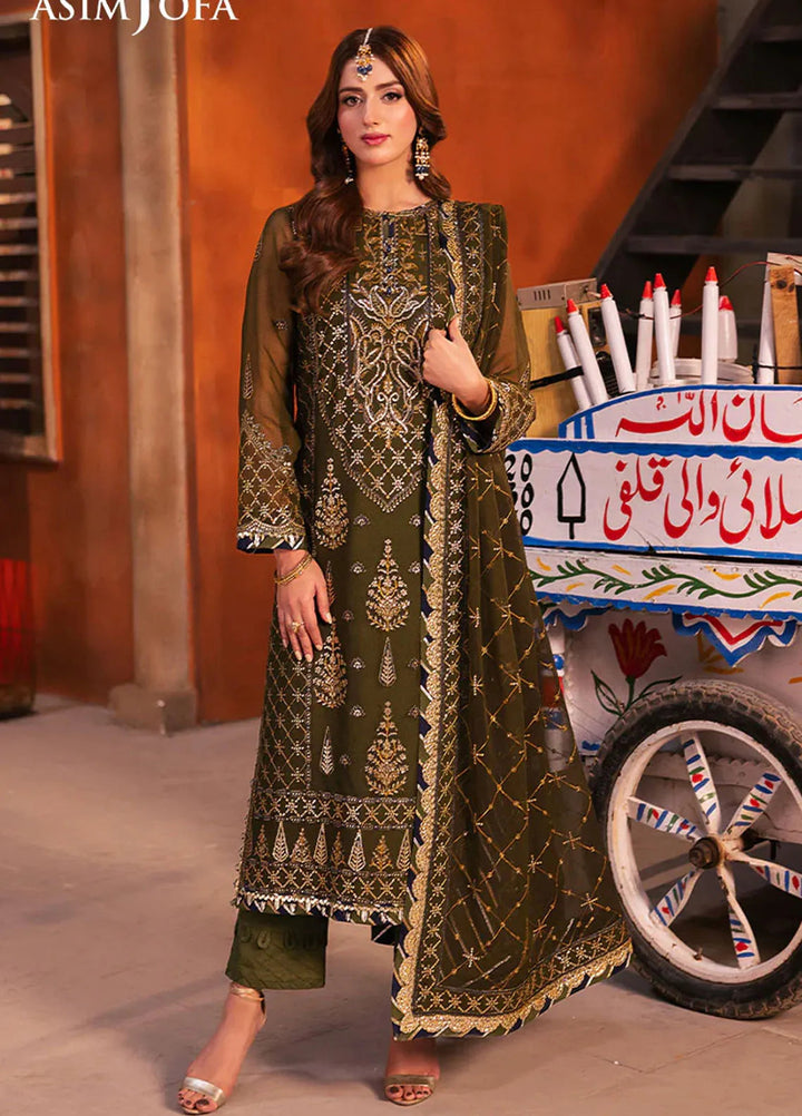 Chamkeeli By Asim Jofa Embroidered Chiffon Suit Unstitched 3 Piece AJ24CF AJKK-16 - Festive Collection
