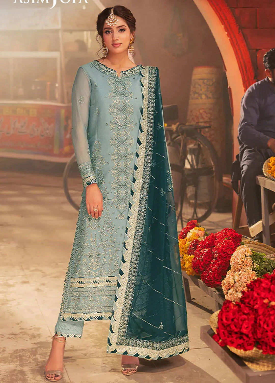 Chamkeeli By Asim Jofa Embroidered Chiffon Suit Unstitched 3 Piece AJ24CF AJKK-17 - Festive Collection