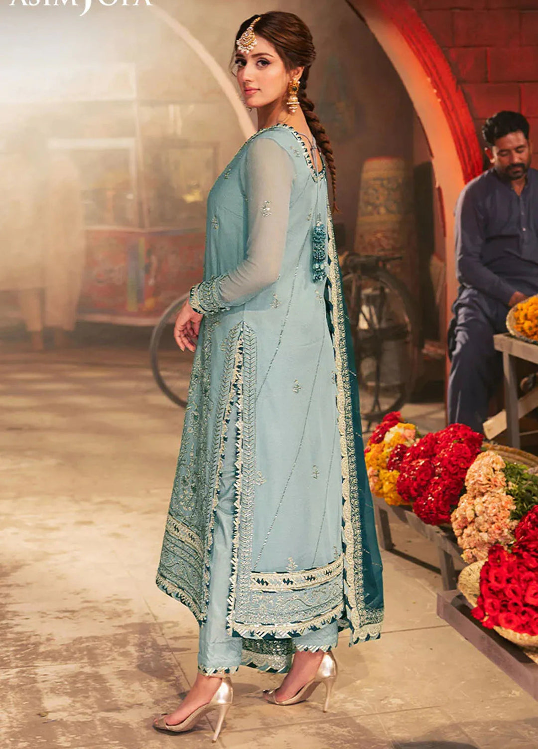 Chamkeeli By Asim Jofa Embroidered Chiffon Suit Unstitched 3 Piece AJ24CF AJKK-17 - Festive Collection