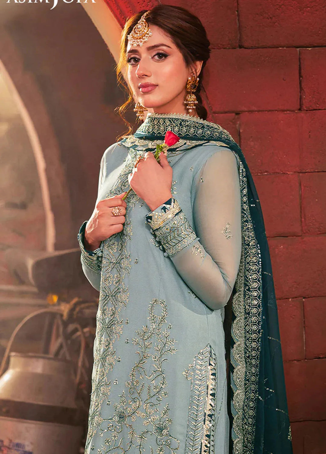 Chamkeeli By Asim Jofa Embroidered Chiffon Suit Unstitched 3 Piece AJ24CF AJKK-17 - Festive Collection