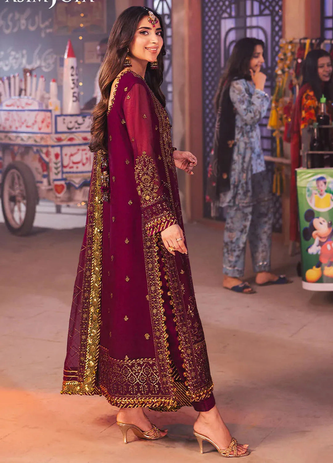 Chamkeeli By Asim Jofa Embroidered Chiffon Suit Unstitched 3 Piece AJ24CF AJKK-18 - Festive Collection