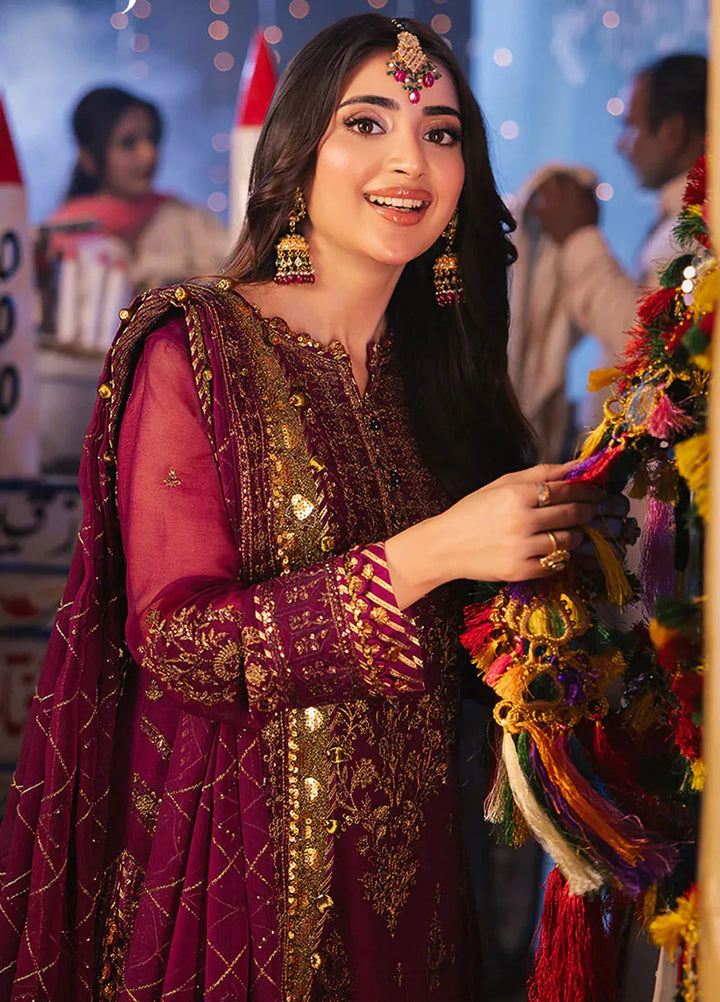 Chamkeeli By Asim Jofa Embroidered Chiffon Suit Unstitched 3 Piece AJ24CF AJKK-18 - Festive Collection