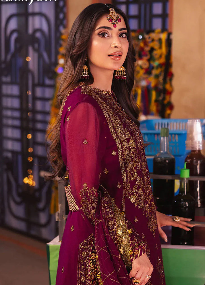 Chamkeeli By Asim Jofa Embroidered Chiffon Suit Unstitched 3 Piece AJ24CF AJKK-18 - Festive Collection