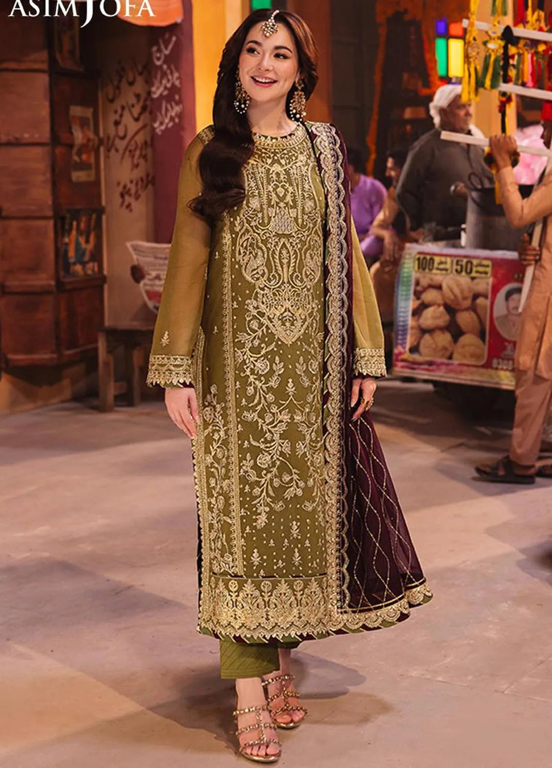 Chamkeeli By Asim Jofa Embroidered Chiffon Suit Unstitched 3 Piece AJ24CF AJKK-23 - Festive Collection