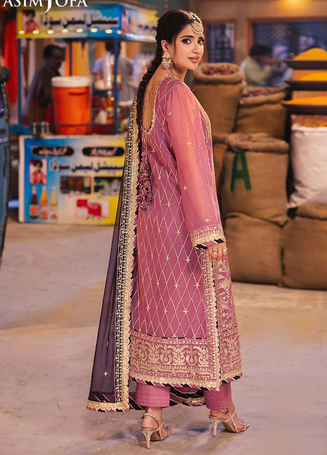 Chamkeeli By Asim Jofa Embroidered Chiffon Suit Unstitched 3 Piece AJ24CF AJKK-24 - Festive Collection