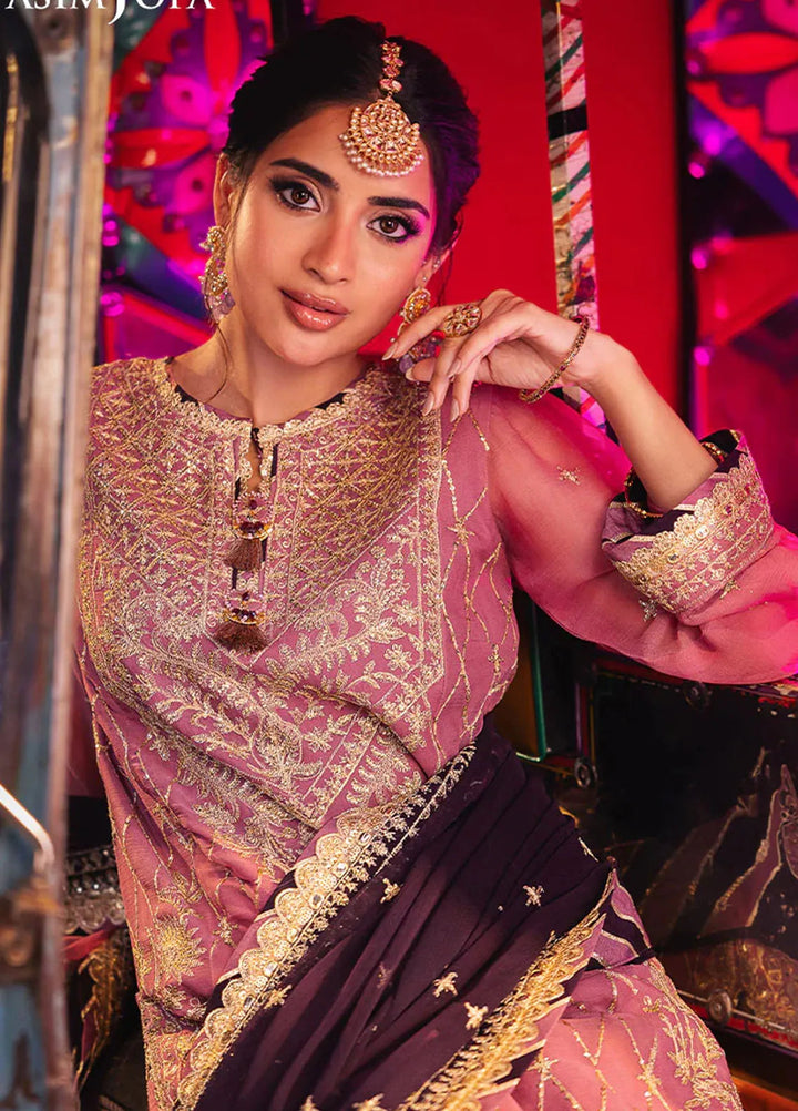 Chamkeeli By Asim Jofa Embroidered Chiffon Suit Unstitched 3 Piece AJ24CF AJKK-24 - Festive Collection