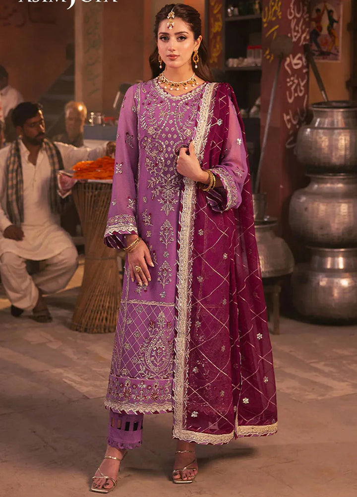 Chamkeeli By Asim Jofa Embroidered Chiffon Suit Unstitched 3 Piece AJ24CF AJKK-28 - Festive Collection