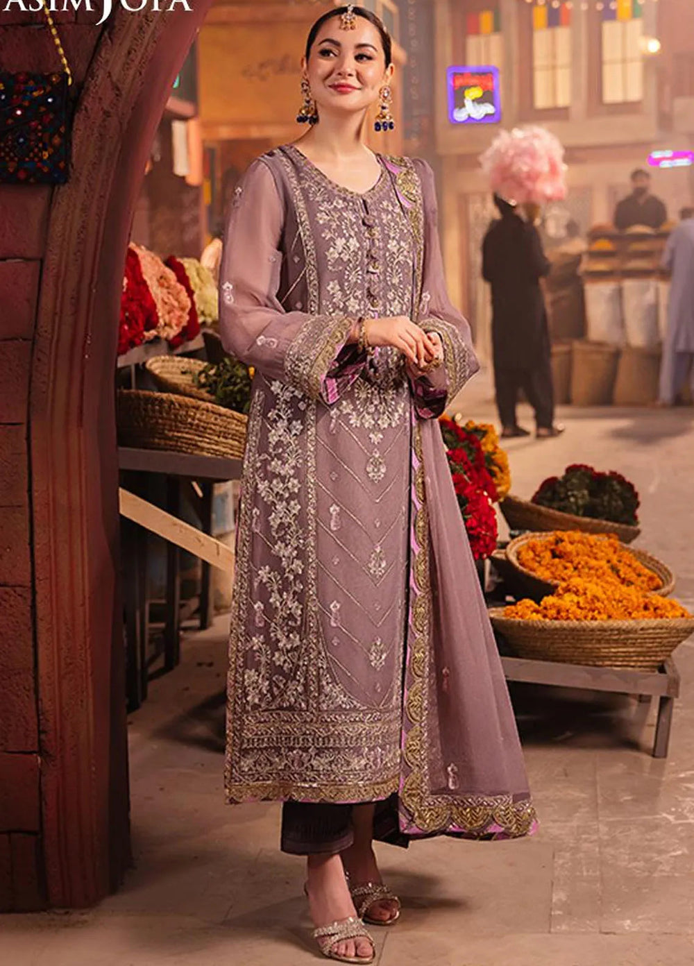 Chamkeeli By Asim Jofa Embroidered Chiffon Suit Unstitched 3 Piece AJ24CF AJKK-29 - Festive Collection
