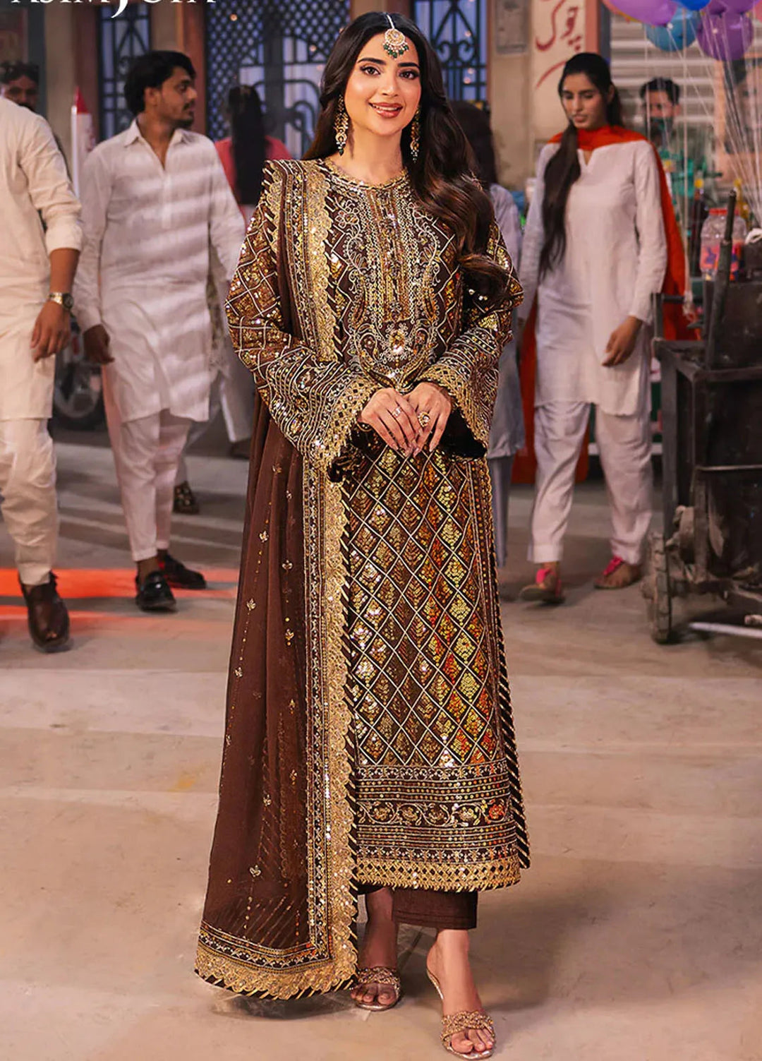 Chamkeeli By Asim Jofa Embroidered Chiffon Suit Unstitched 3 Piece AJ24CF AJKK-30 - Festive Collection