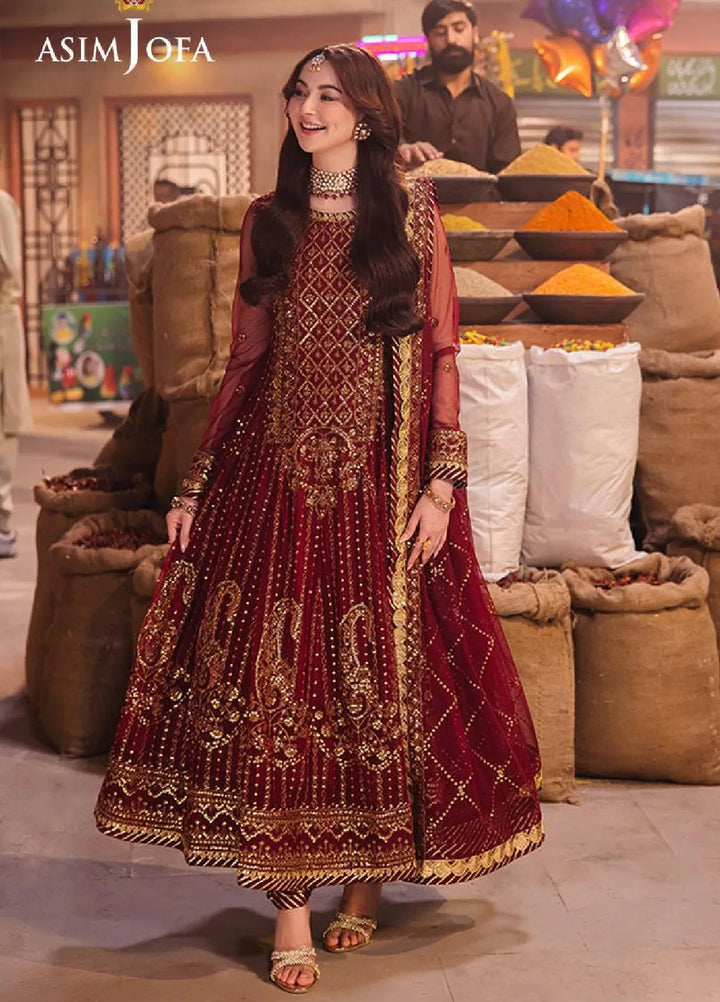 Chamkeeli By Asim Jofa Embroidered Net Suit Unstitched 3 Piece AJ24CF AJKK-13 - Festive Collection
