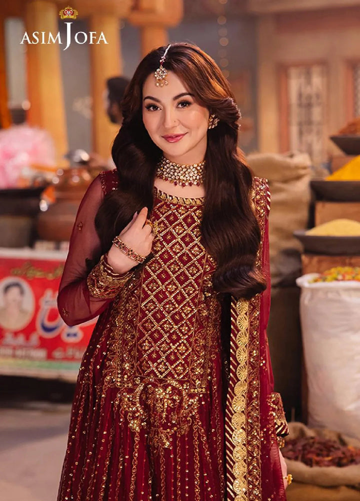 Chamkeeli By Asim Jofa Embroidered Net Suit Unstitched 3 Piece AJ24CF AJKK-13 - Festive Collection