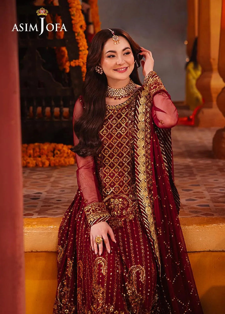 Chamkeeli By Asim Jofa Embroidered Net Suit Unstitched 3 Piece AJ24CF AJKK-13 - Festive Collection