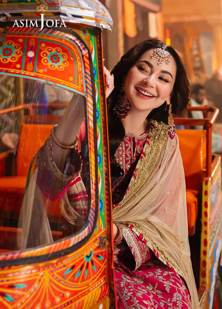 Chamkeeli By Asim Jofa Embroidered Net Suit Unstitched 3 Piece AJ24CF AJKK-14 - Festive Collection