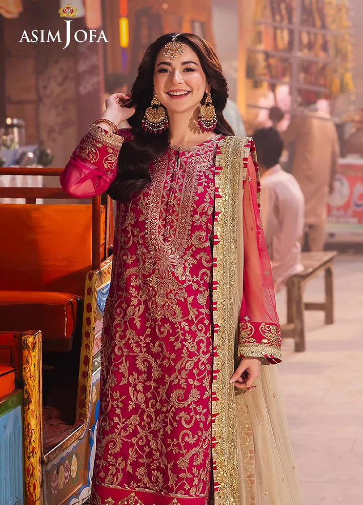 Chamkeeli By Asim Jofa Embroidered Net Suit Unstitched 3 Piece AJ24CF AJKK-14 - Festive Collection