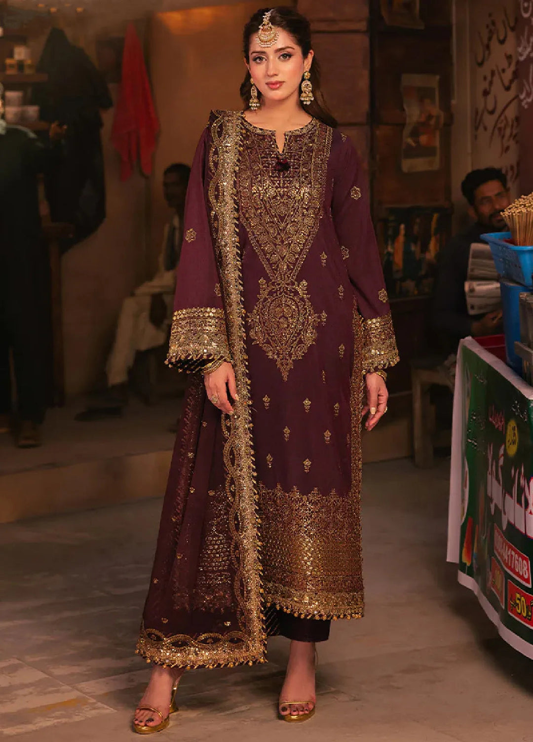Chamkeeli By Asim Jofa Embroidered Silk Suit Unstitched 3 Piece AJ24CF AJKK-01 - Festive Collection